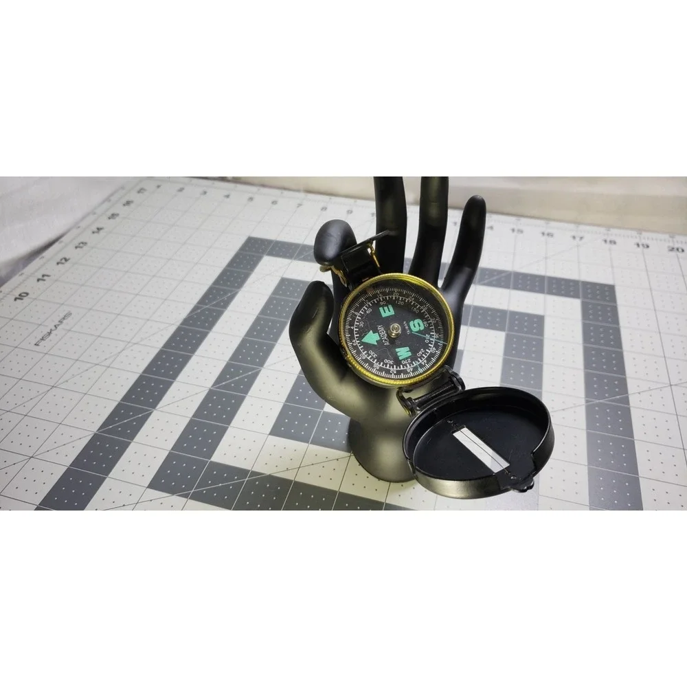 Engineer Academy Lensatic Compass Black Brass, Hiking, Camping, Vintage MCM